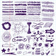 Doodle set of hand drawn strokes text correction and highlighting