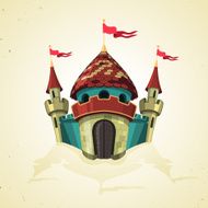 Cartoon fortified castle with flags Icon N3