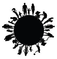 Frame with family silhouettes N3