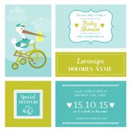 Baby Shower or Arrival Card with Stork N2