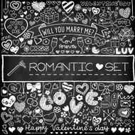 Chalk board romantic doodle set