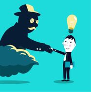 Businessman synergy with powerful man
