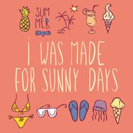 funny inspirational quote with doodle summer icons