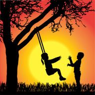 Vector silhouette of children N443