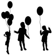 Vector silhouettes of girls with balloons N5