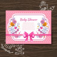 Sweet baby shower invitation with doodle toys N4