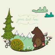 Cartoon bear in the forest