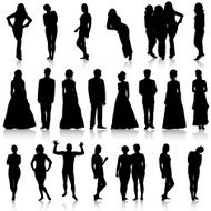 silhouettes of beautiful mans and womans N9
