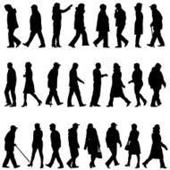 Black silhouettes of beautiful mans and womans N12