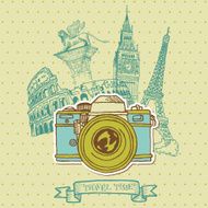 Lovely Card - Vintage Camera with Europe Architecture N2