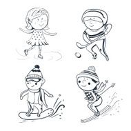 Winter sports vector sketch sportsmen