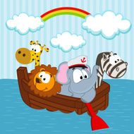 animals in the boat