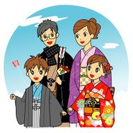 new year in Japan family kimono