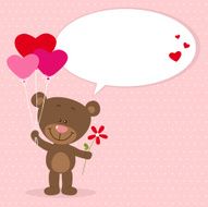 Little bear with heart balloons N3