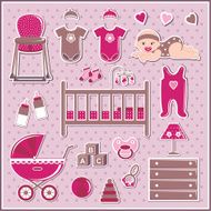 Set of baby girl things