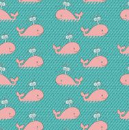 Seamless background with cute cartoon whales N2
