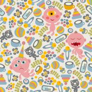 Baby monsters seamless background N2