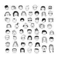 Cartoon vector set 53 different funny faces N4