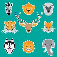 animal faces set