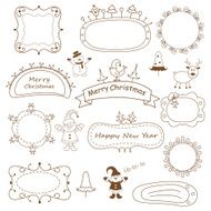 Set of doodle Christmas frames