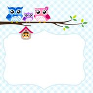 owl family spring illustration N5