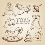 retro hand drawn toys