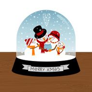 snowman family retro love cute together xmas illustration vector