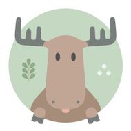 Animal set Portrait in flat graphics - Moose