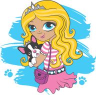 Girl and her cute puppy