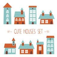 Set of cute houses hand drawn style