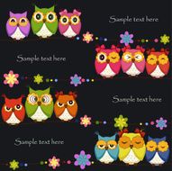 Funny Vector owl on a black background
