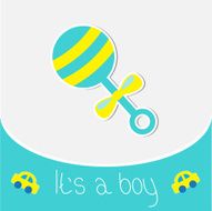 Blue rattle Baby boy shower card