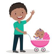 Father with baby stroller