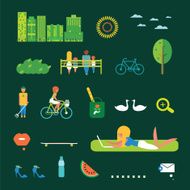 Green city illustration set