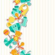 Seamless pattern with newborn baby stickers N3