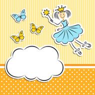Fairy princess with paper cloud and butterflies