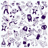 Crazy doodle animals School notebook Vector illustration N2