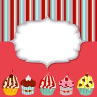 Cupcake invitation card vector illustration N6