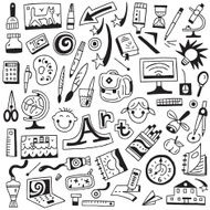 art tools school - doodles set