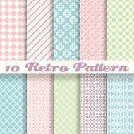 Pastel retro different vector seamless patterns (tiling)