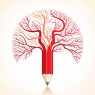 creative red pencil tree branch stock vector