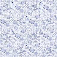 Seamless pattern with school elements on the notebook sheet