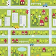 Cartoon map seamless pattern of town and countryside