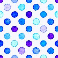 Blue watercolor polka dots Seamless pattern