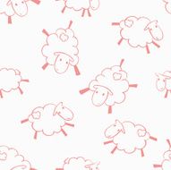 hand drawn cute happy sheep outlines seamless pattern childish background