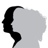 Vector silhouette profile of men and women