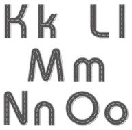 Vector alphabet in the form of a road N7