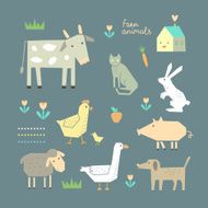 Cute Farm Animals in vector
