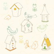 Birds and Bird Houses doodles N3