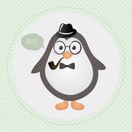 Hipster Penguin Textured Frame design illustration